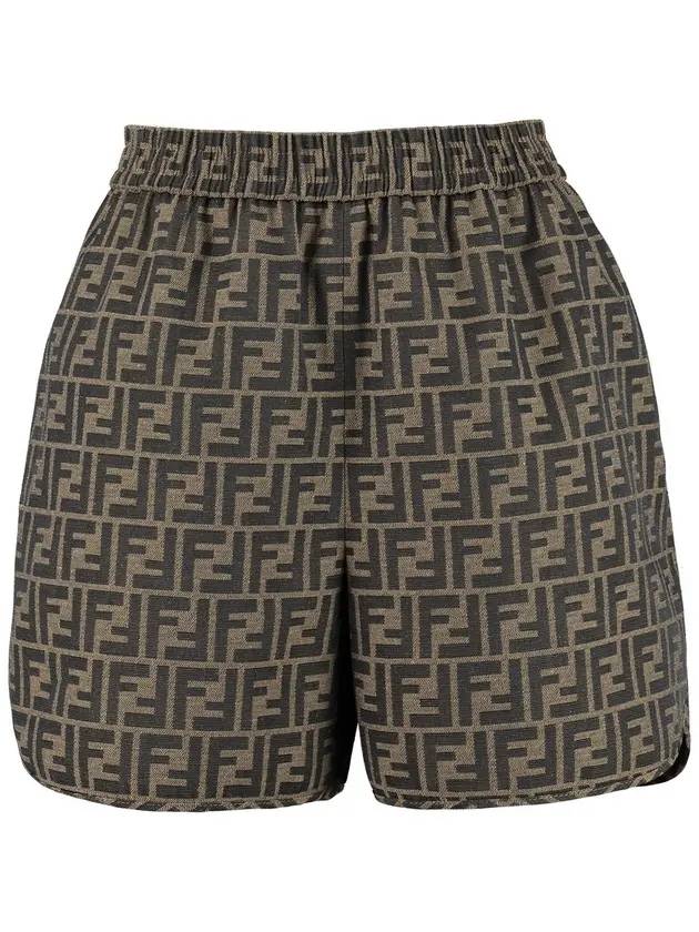 Fendi Canvas Jacquard Logo Shorts Brown