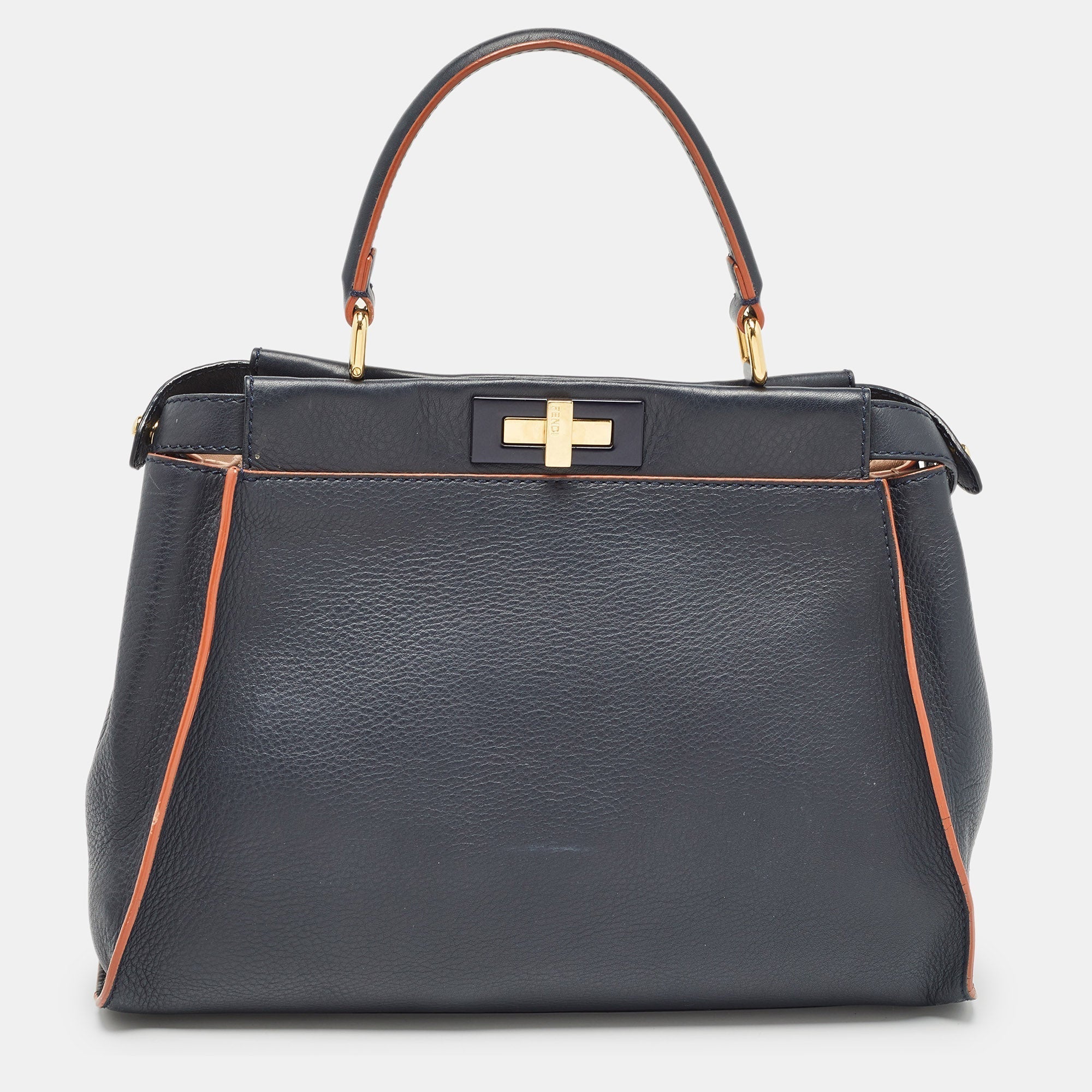 Fendi  Leather Medium Peekaboo Top Handle Bag