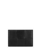 Bottega Veneta Intrecciato Lambskin Calfskin Card Wallet Black