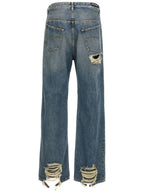 Balenciaga Distressed Denim Straight Jeans Blue