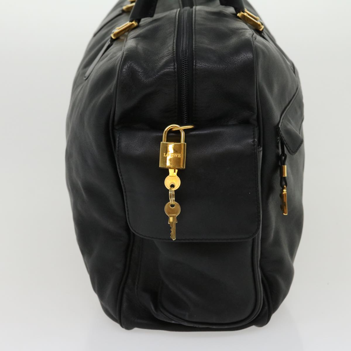 CELINE Boston Bag Leather Black  30966