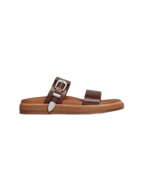 CELINE Tippi Calfskin Vegetal Tanning Slippers Dark Brown