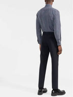 Fendi Men's Silk Long Sleeve Shirt Blue