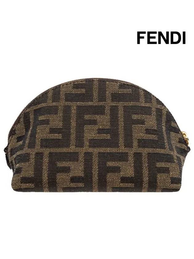 Fendi Baguette Small  FF Jacquard Fabric Pouch Bag Brown