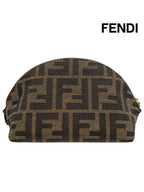 Fendi Baguette Small  FF Jacquard Fabric Pouch Bag Brown