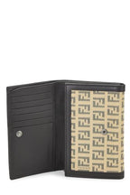 Fendi,  Black Zucchino Canvas Bifold Wallet, Black
