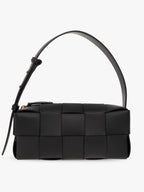 Bottega Veneta Brick Cassette Intrecciato Small Shoulder Bag Black