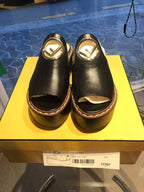 Fendi Logo Slippers Black