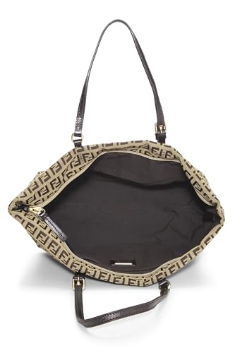 Fendi,  Beige Zucchino Canvas Tote Small, Brown