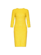 Balenciaga tweed midi dress yellow