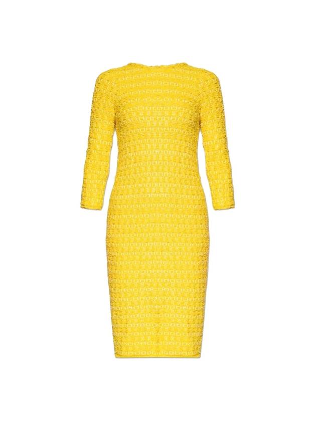Balenciaga tweed midi dress yellow