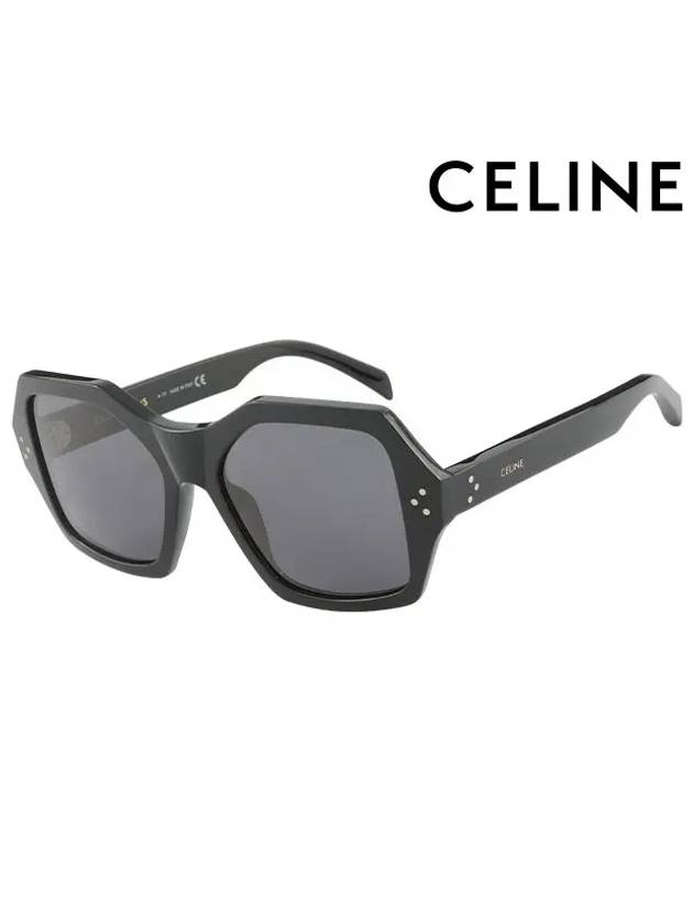 CELINE Eyewear Logo Square Acetate Sunglasses Black