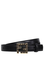 Fendi Logo Buckle Leather Belt Black