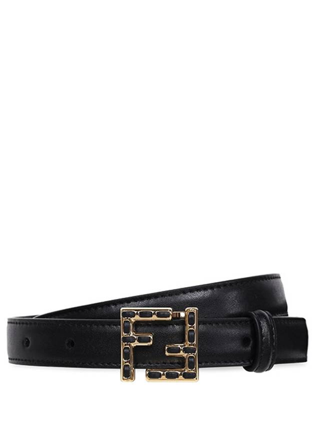 Fendi Logo Buckle Leather Belt Black