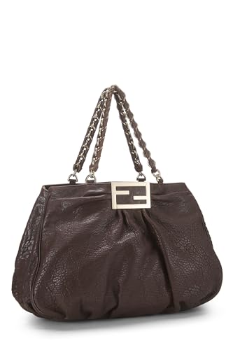 Fendi,  Brown Leather Mia Hobo Large, Brown