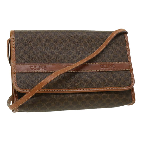 CELINE Macadam Canvas Shoulder Bag PVC Leather Brown  31513