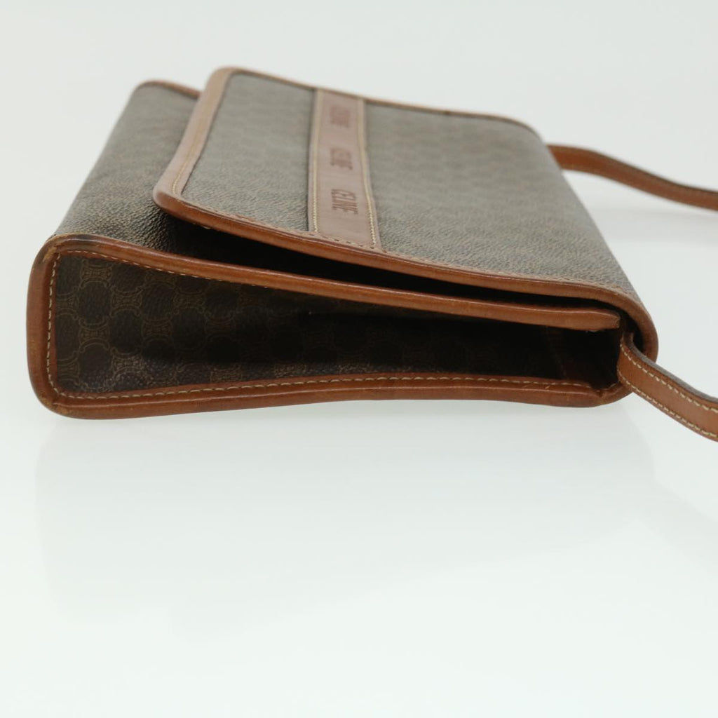 CELINE Macadam Canvas Shoulder Bag PVC Leather Brown  31513