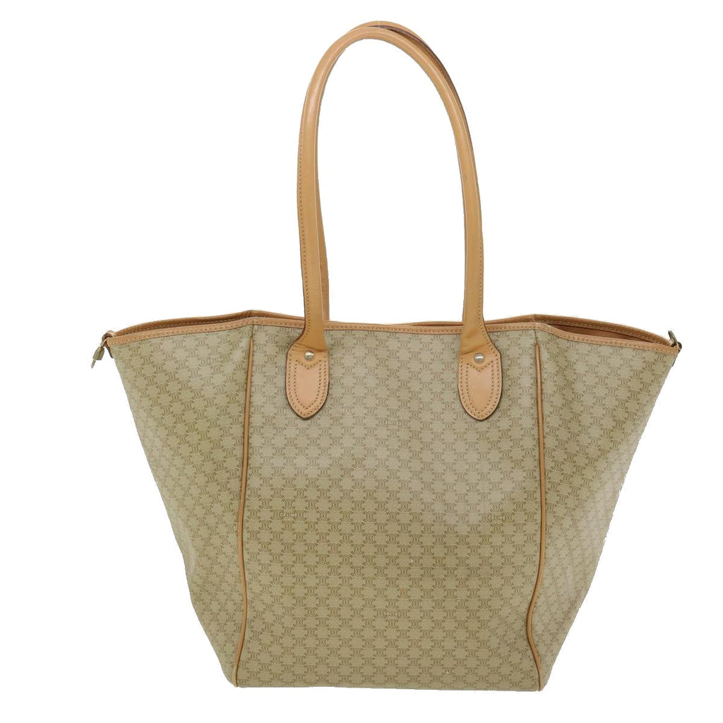 CELINE Macadam Canvas Tote Bag PVC Leather Beige  31532