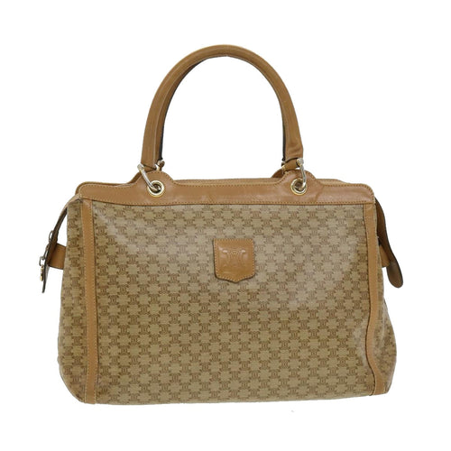 CELINE Macadam Canvas Hand Bag PVC Leather Beige  31582