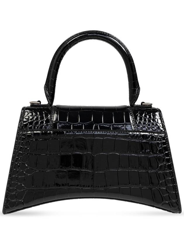 Balenciaga Hour Glass Croco Print Shoulder Bag Black