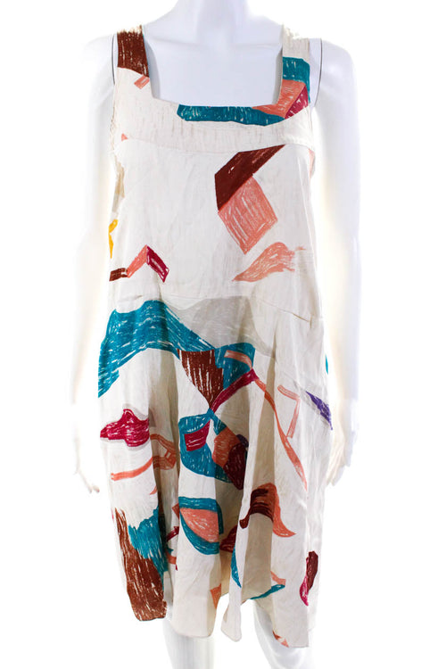 Chloe Women's Silk Sleeveless Abstract Print Shift Dress Multicolor