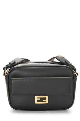 Fendi,  Black Leather Baguette Camera Bag Mini, Black