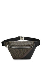 Fendi,  Black Leather & Zucca Coated Canvas Belt Bag, Brown