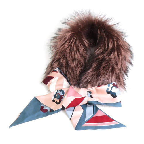 Fendi  pink Silk Fur Scarf ()