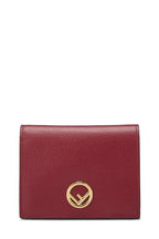 Fendi,  Red Calfskin Leather 'F is Fendi' Compact Wallet, Red