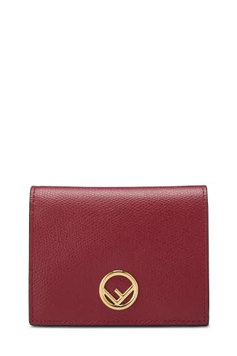 Fendi,  Red Calfskin Leather 'F is Fendi' Compact Wallet, Red