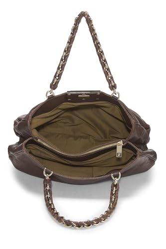 Fendi,  Brown Leather Mia Hobo Large, Brown