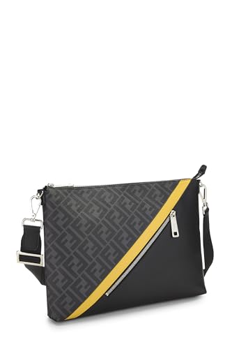 Fendi,  Black Coated Canvas Zip Messenger, Black