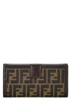 Fendi,  Brown Zucca Canvas Long Wallet, Brown