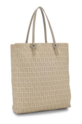 Fendi,  Beige Zucchino Canvas Vertical Tote Small, Beige