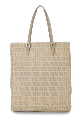 Fendi,  Beige Zucchino Canvas Vertical Tote Small, Beige