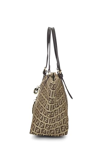 Fendi,  Beige Zucchino Canvas Tote Small, Brown