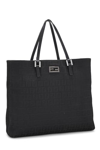Fendi,  Black Zucchino Canvas Tote Small, Black
