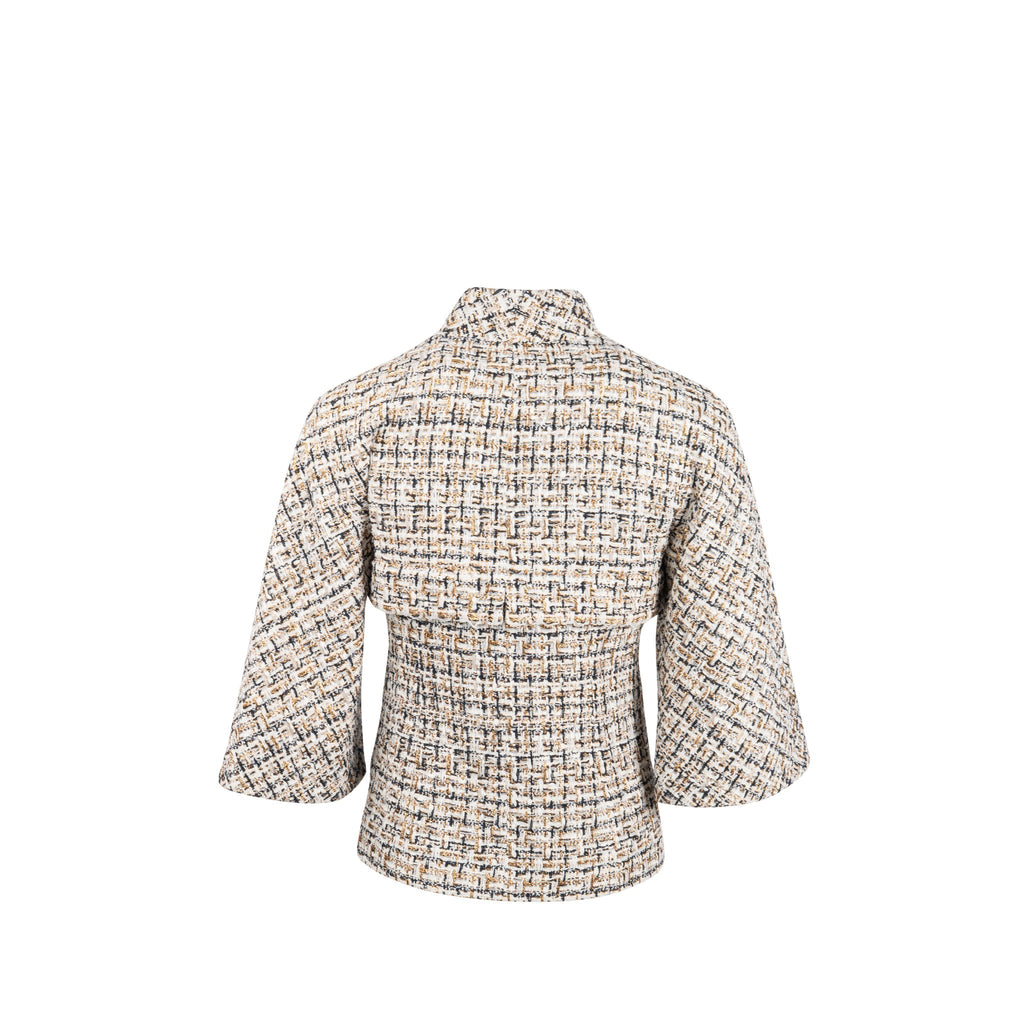 Chanel size 36 tweed jacket white / black / gold