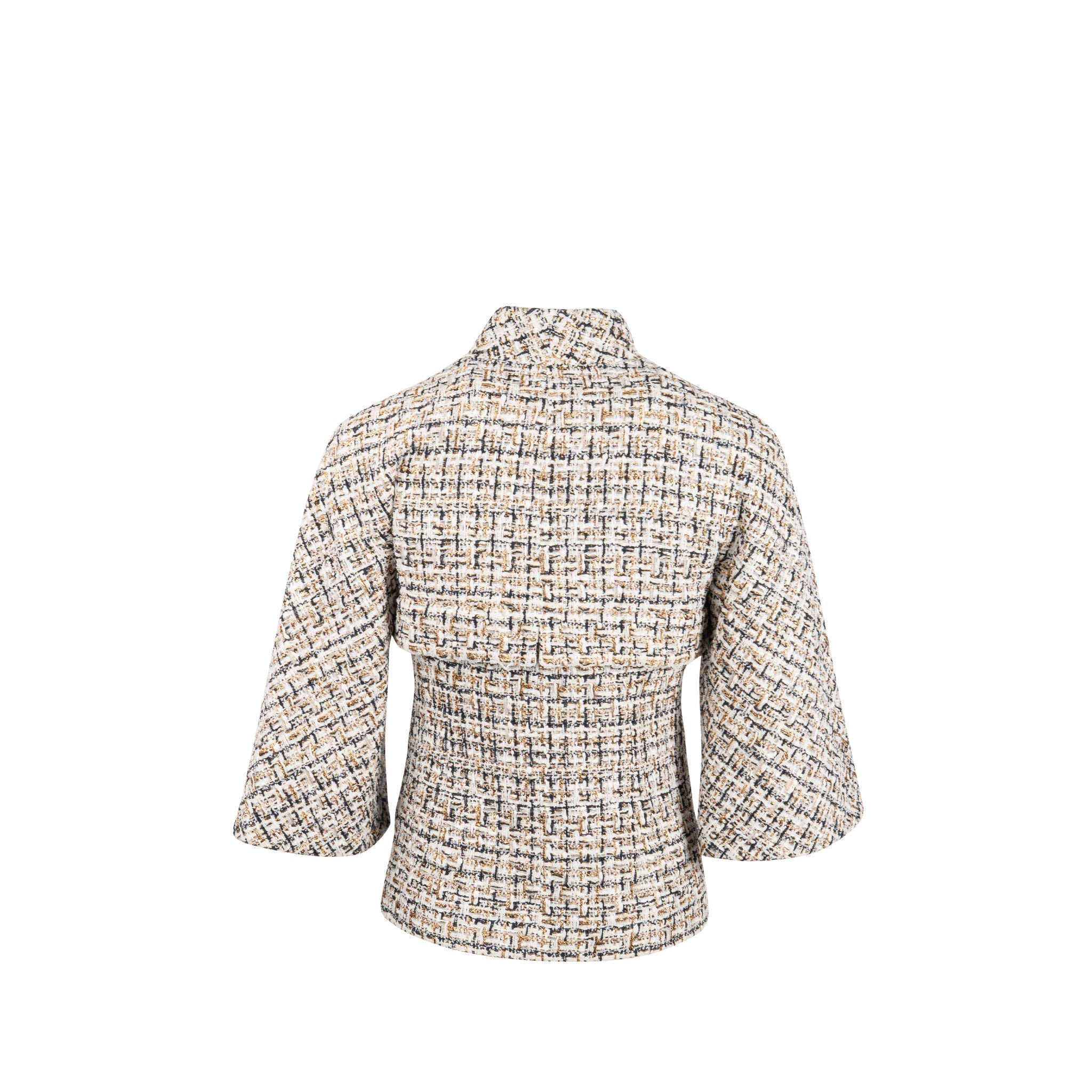 Chanel size 36 tweed jacket white / black / gold