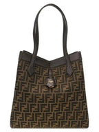 Fendi Transformable Tissu FF Jacquard Marron Tote Bag Brown