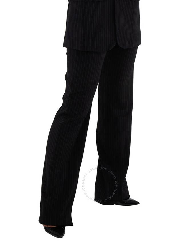 Balenciaga Pinstripe Pleats Front Straight Pants Black
