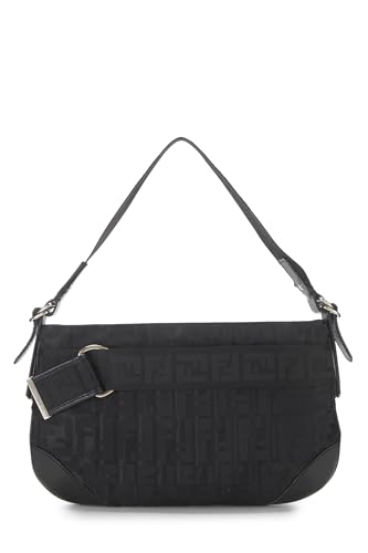 Fendi,  Black Nylon Zucca Shoulder Bag, Black