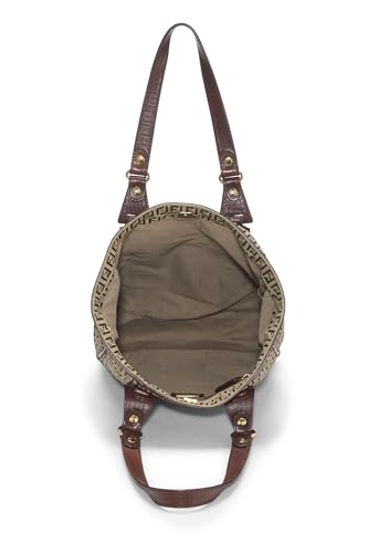 Fendi,  Brown Zucchino Canvas Tote Small, Brown