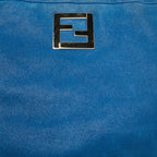 Fendi Metallic Blue Nubuck Leather Ff Tote