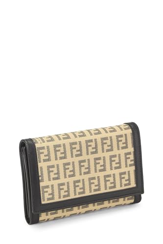 Fendi,  Black Zucchino Canvas Bifold Wallet, Black