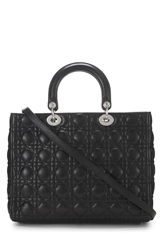 Dior,  Black Cannage Quilted Lambskin Lady Dior Large, Black