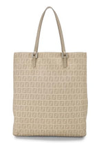 Fendi,  Beige Zucchino Canvas Vertical Tote Small, Beige