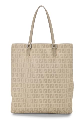 Fendi,  Beige Zucchino Canvas Vertical Tote Small, Beige
