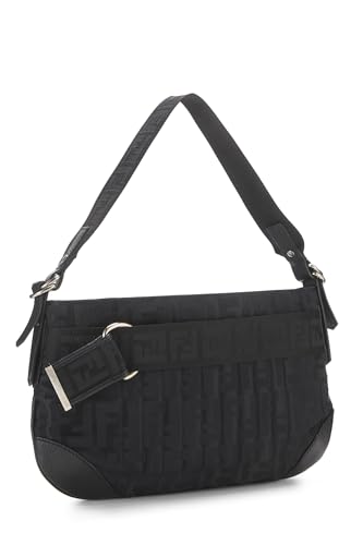 Fendi,  Black Nylon Zucca Shoulder Bag, Black