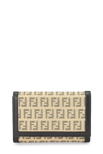 Fendi,  Black Zucchino Canvas Bifold Wallet, Black